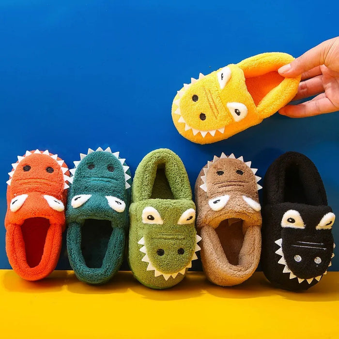 Cute Cartoon Cotton Slippers Girls Winter Warm Plush House Shoe Boys Slip on Non-slip Flat Kids Shoe Casual Comfort Home Slipper