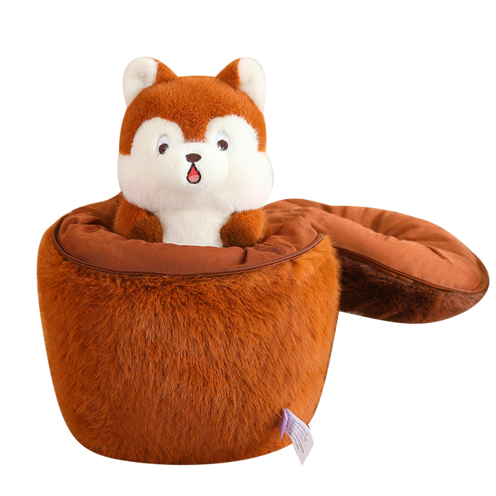 Cute Squirrel Plush Toy Hiding in Pinecon