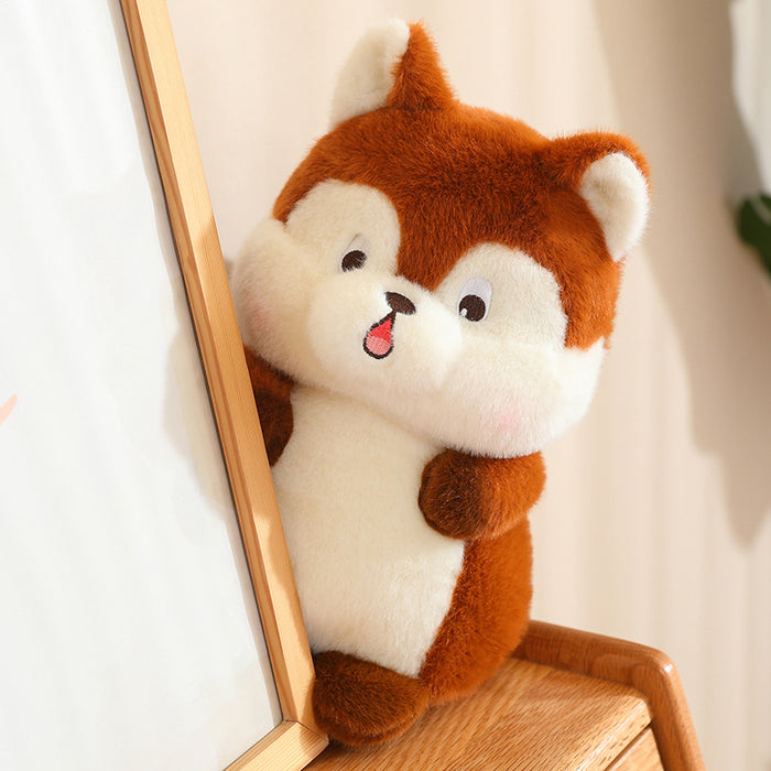 Cute Squirrel Plush Toy Hiding in Pinecon