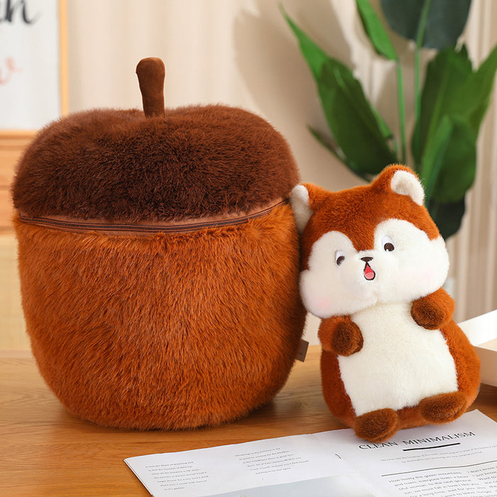 Cute Squirrel Plush Toy Hiding in Pinecon