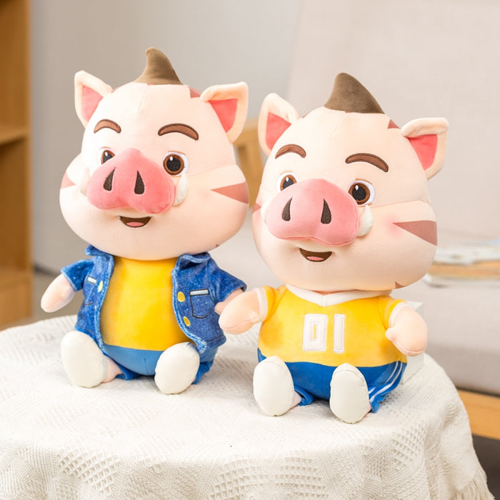 Cute and Handsome Wild Boar Plush Toy in Clothes