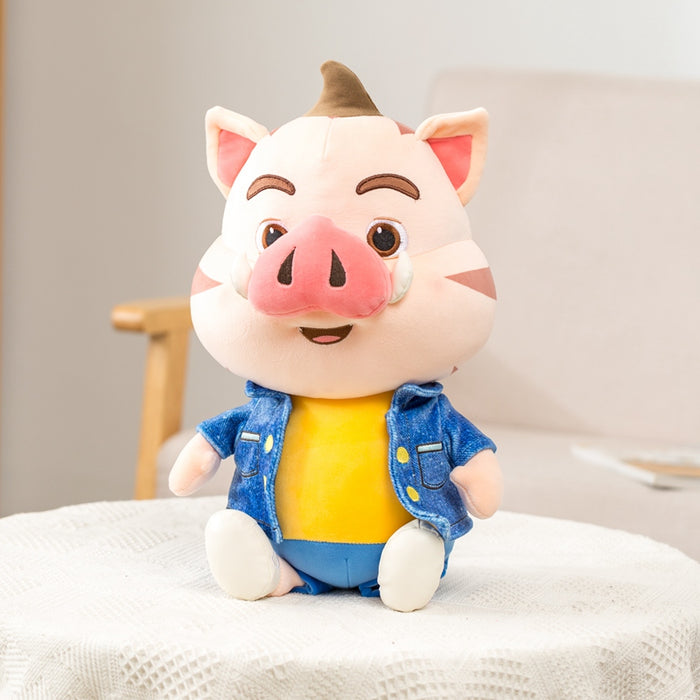 Cute and Handsome Wild Boar Plush Toy in Clothes