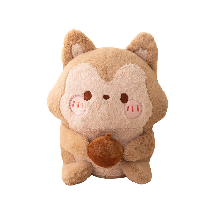 Cute Cartoon Squirrel Plush Toy Holding Pinecone