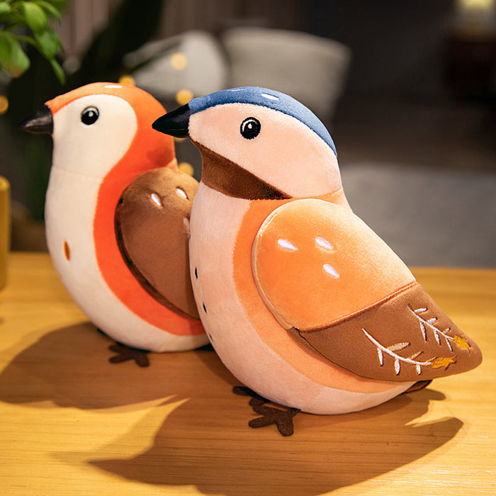 Adorable juego de pájaros de peluche realistas en miniatura