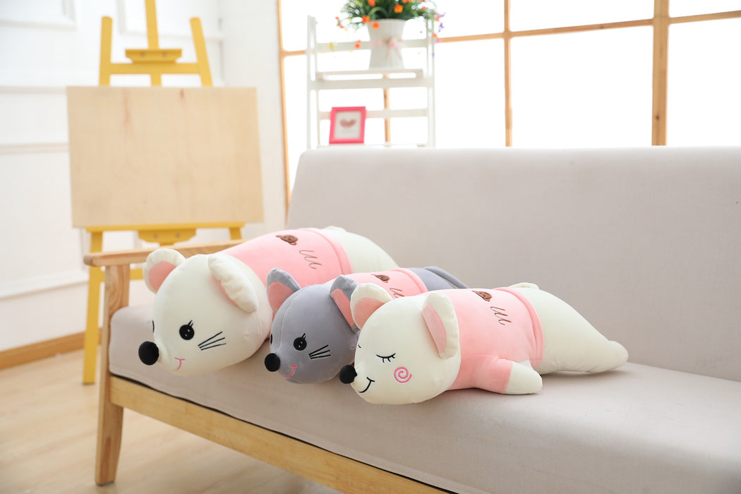 Happy Prone Position Cute Mouse Plush Pillow