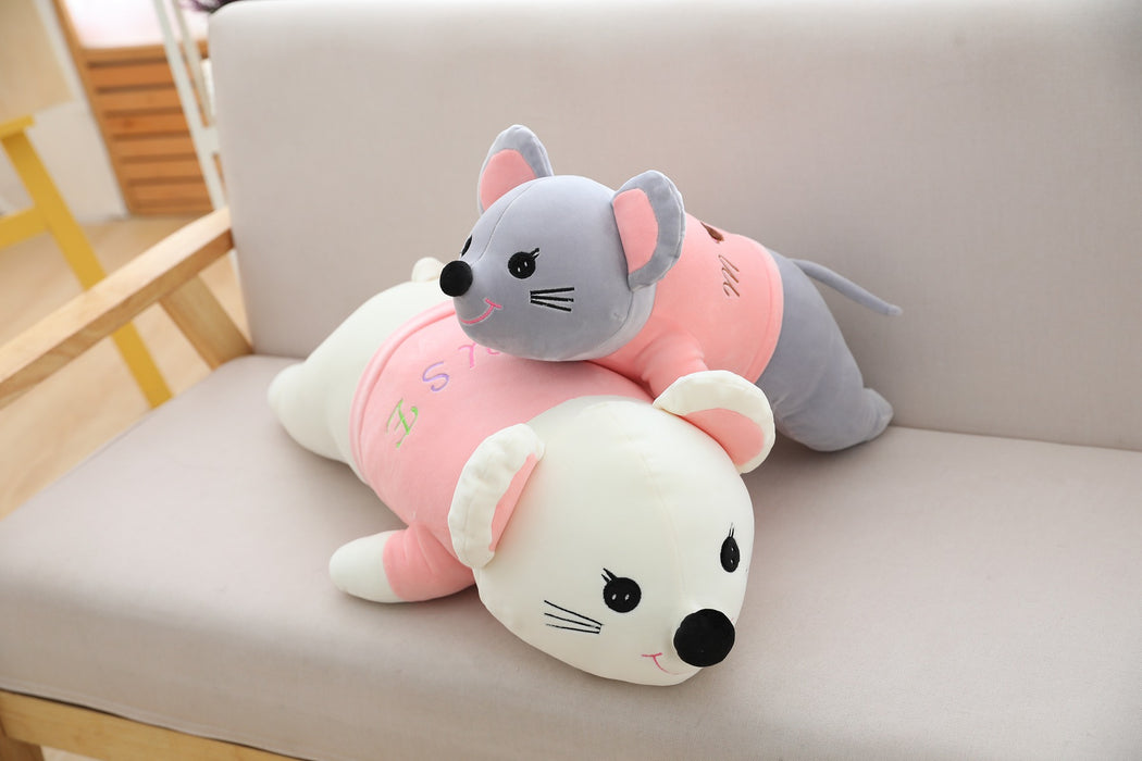 Happy Prone Position Cute Mouse Plush Pillow