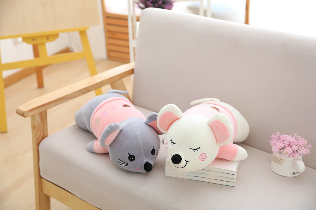 Happy Prone Position Cute Mouse Plush Pillow