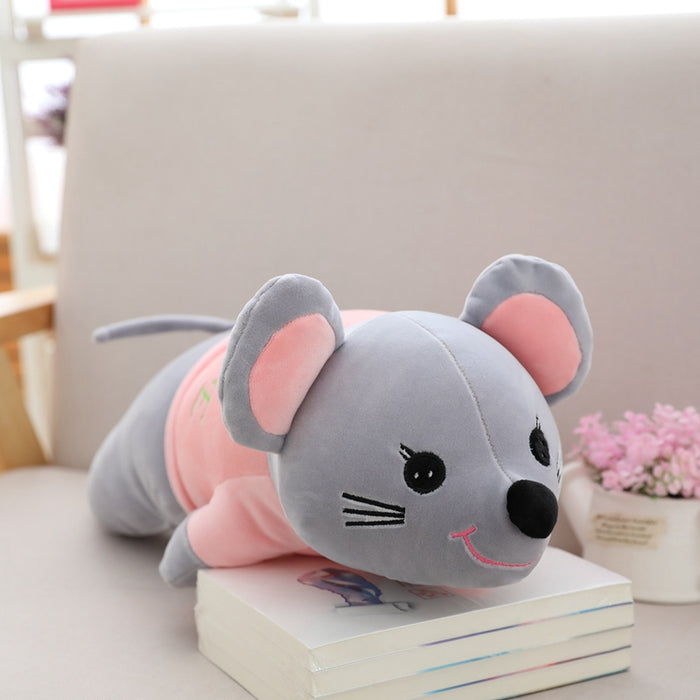 Happy Prone Position Cute Mouse Plush Pillow