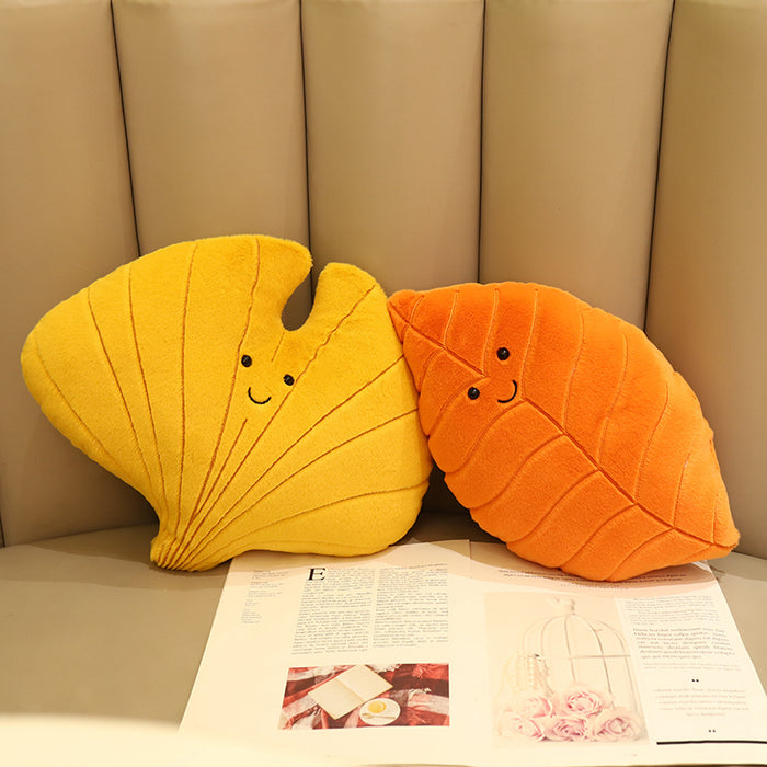 Adorable Plush Pillow with Assorted Soft Tree Leaves