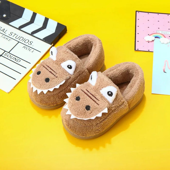 Cute Cartoon Cotton Slippers Girls Winter Warm Plush House Shoe Boys Slip on Non-slip Flat Kids Shoe Casual Comfort Home Slipper