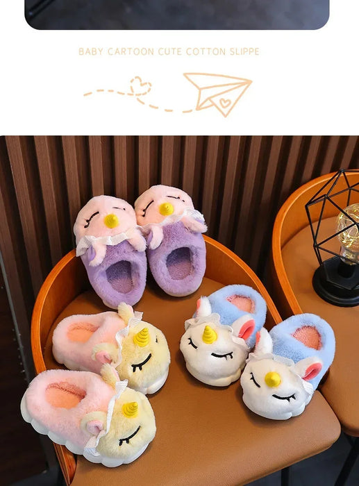 Children Cotton Shoes Indoor Anti Slip Warm Kids Shoe for Girl Warm Slipper Plush Winter Shoe for Girl Mother Kids Slippers 2024