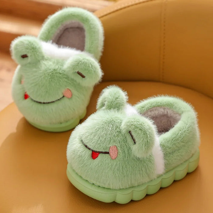 New Children's Cartoon Animals Wrap Plush Slippers Soft Sole Non-slip Winter Warm Baby Boys Girls Indoor Home Cotton Shoes