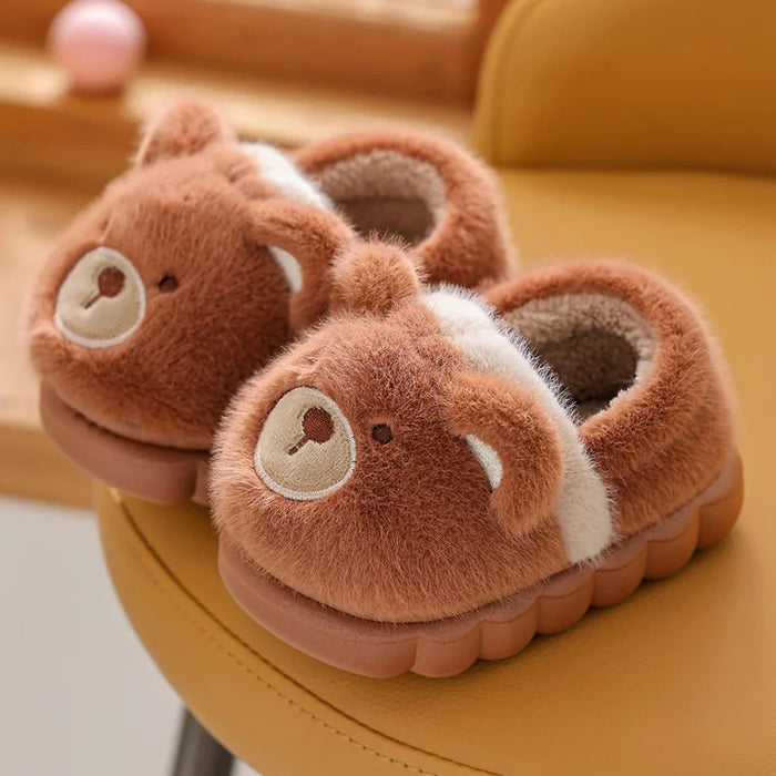 New Children's Cartoon Animals Wrap Plush Slippers Soft Sole Non-slip Winter Warm Baby Boys Girls Indoor Home Cotton Shoes