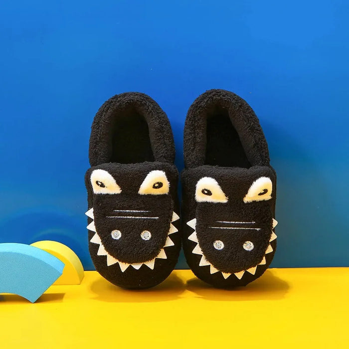 Cute Cartoon Cotton Slippers Girls Winter Warm Plush House Shoe Boys Slip on Non-slip Flat Kids Shoe Casual Comfort Home Slipper